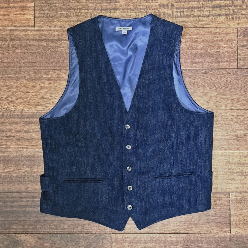 Johnston & Murphy Tweed Vest, Large, Blue